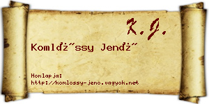 Komlóssy Jenő névjegykártya