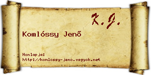 Komlóssy Jenő névjegykártya